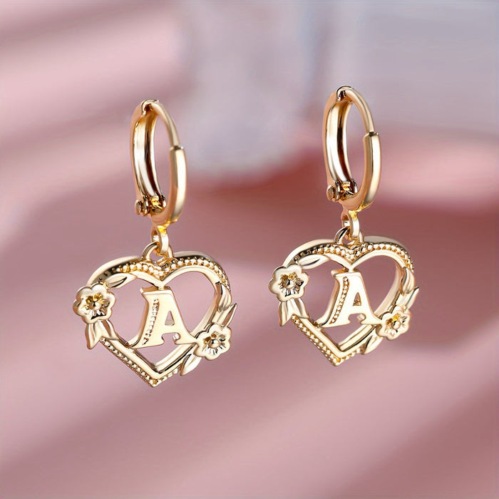 Annalise Heart Letter Initial Hoop Earrings