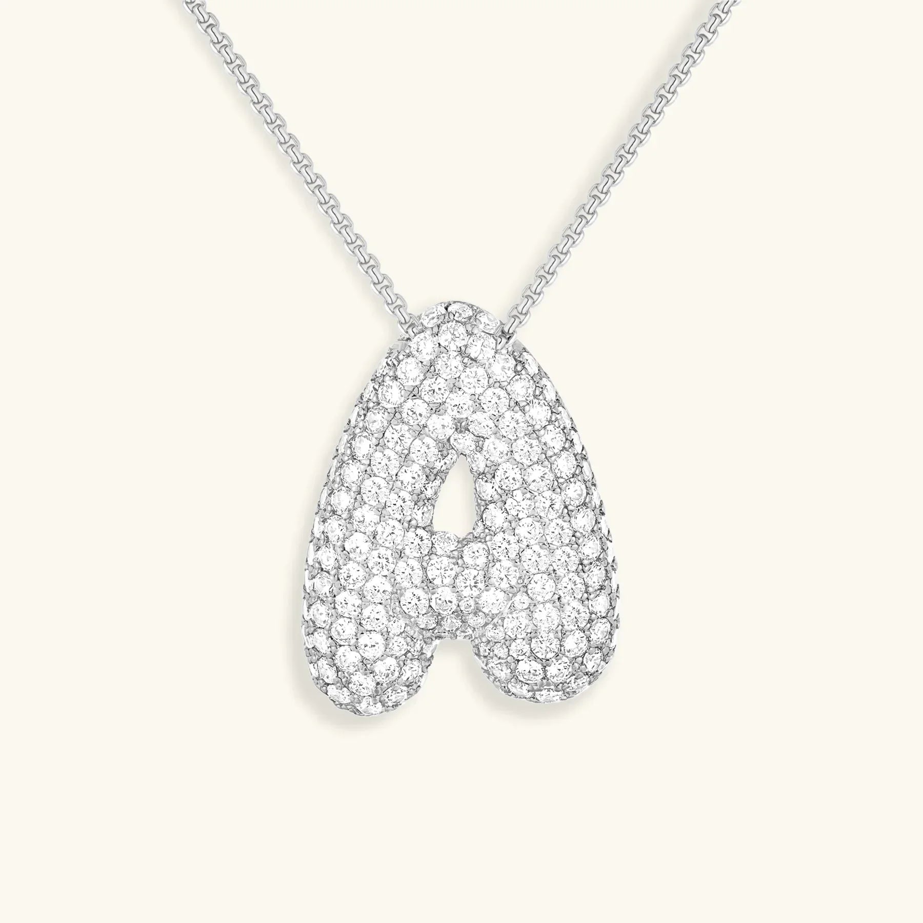 Initial Diamond Necklace with Bubble Design