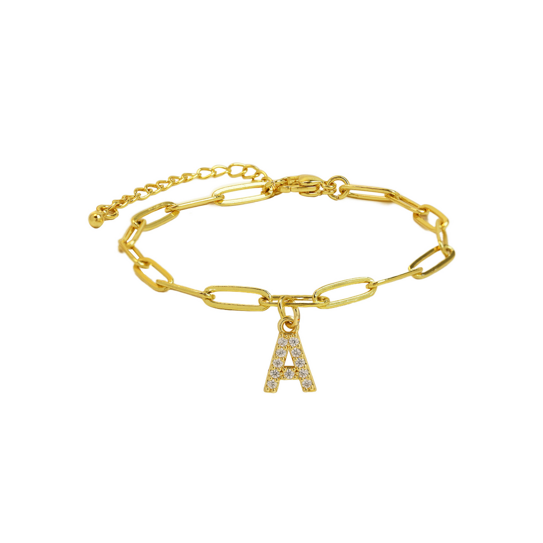 Natasha Paperclip Letter Initial Bracelet