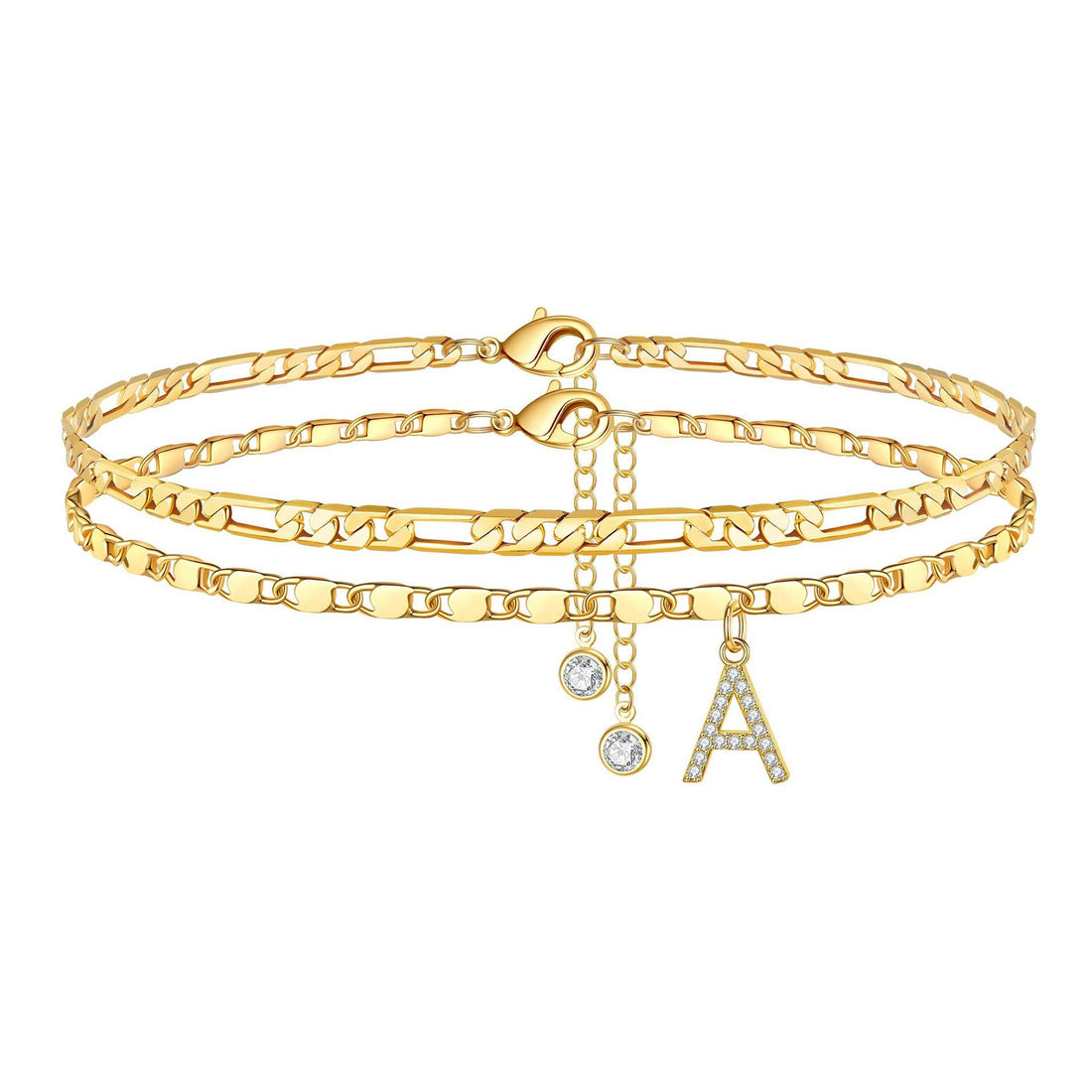 Molly Letter Initial 14k Diamond Anklet