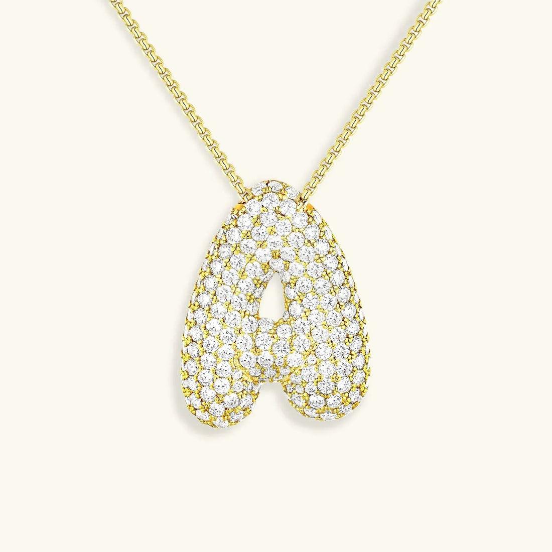 Initial Diamond Necklace with Bubble Design