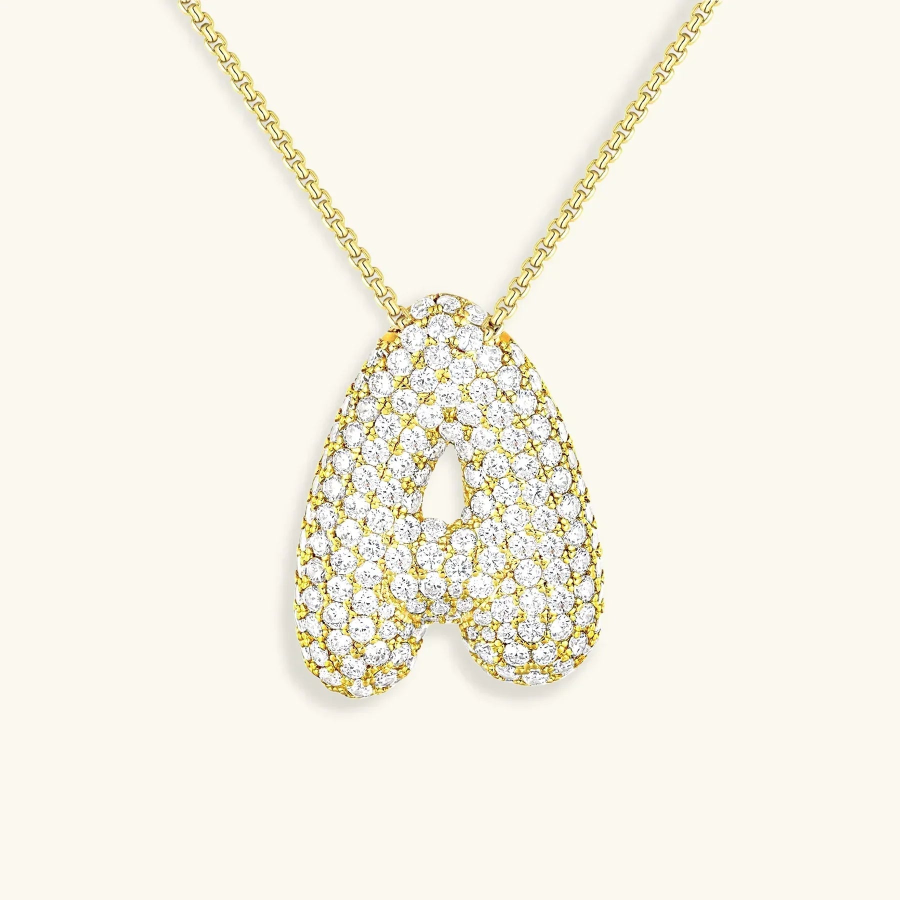 Initial Diamond Necklace with Bubble Design