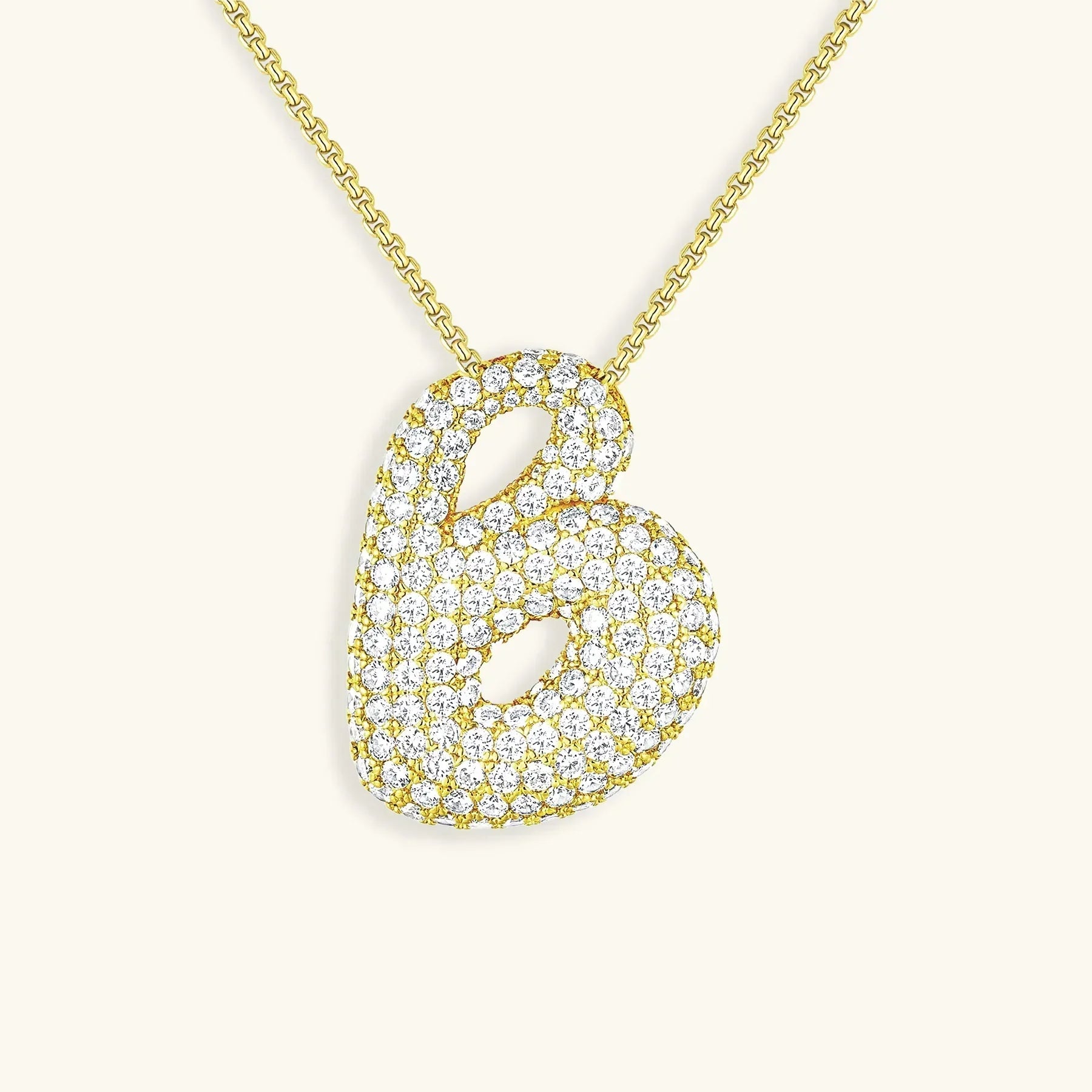 Initial Diamond Necklace with Bubble Design