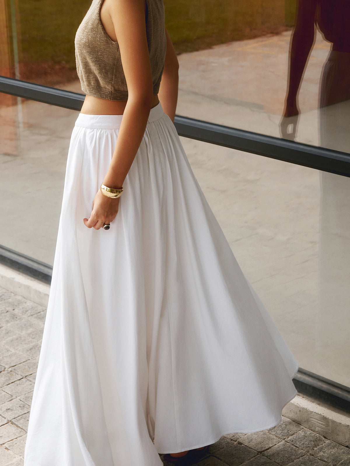 Alba | Linen Pleated Maxi Skirt-Skirts-Urban Devyne-Urban Devyne