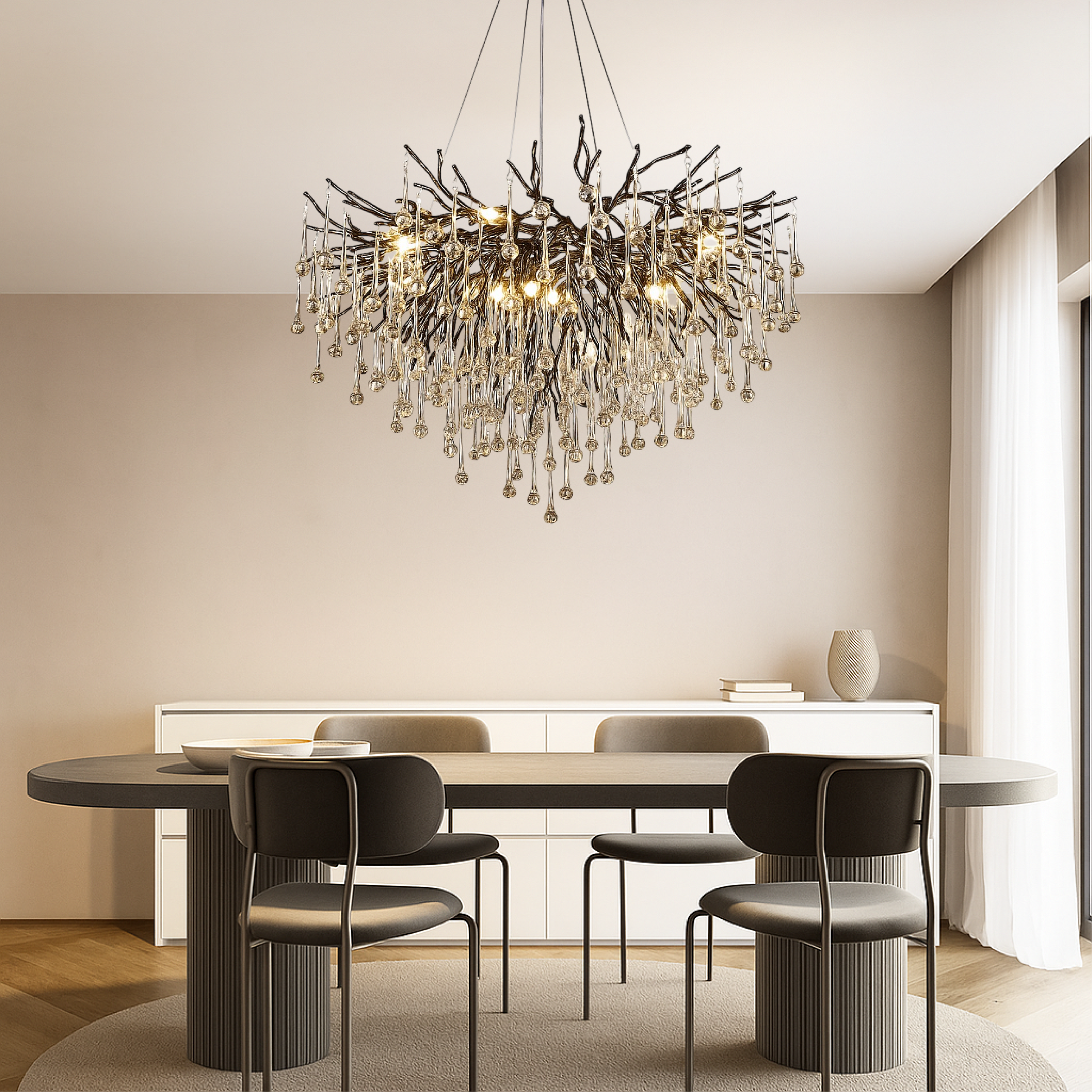 Black Raindrop Chandelier for Modern Elegance