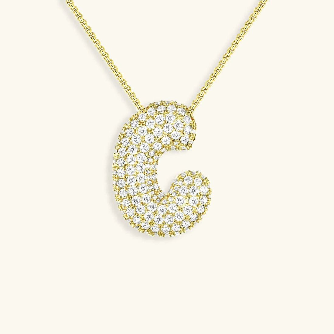 Initial Diamond Necklace with Bubble Design