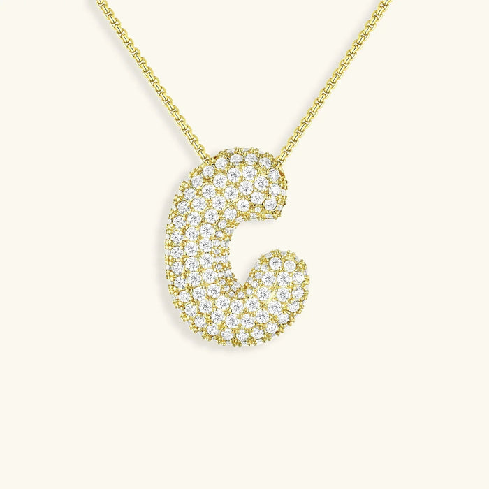 Initial Diamond Necklace with Bubble Design