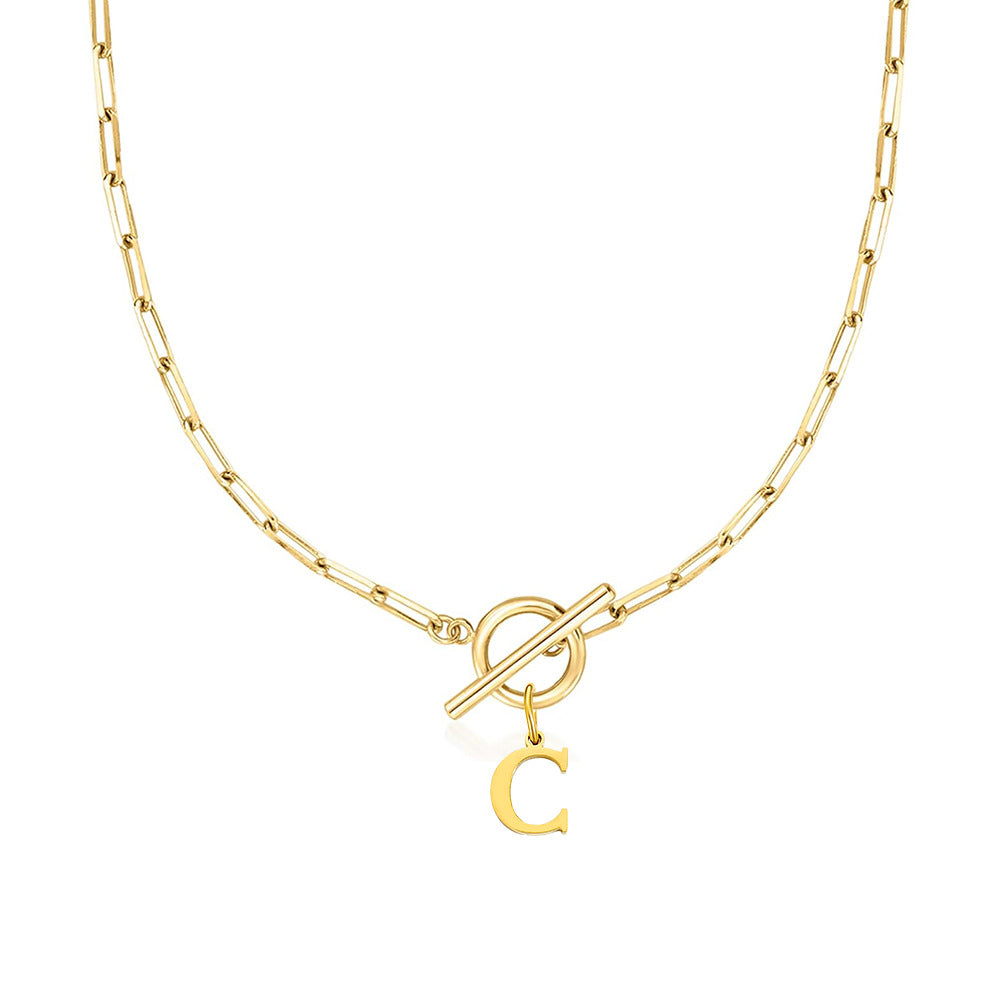Emily Letter Initial Circle Lock Clasp Necklace