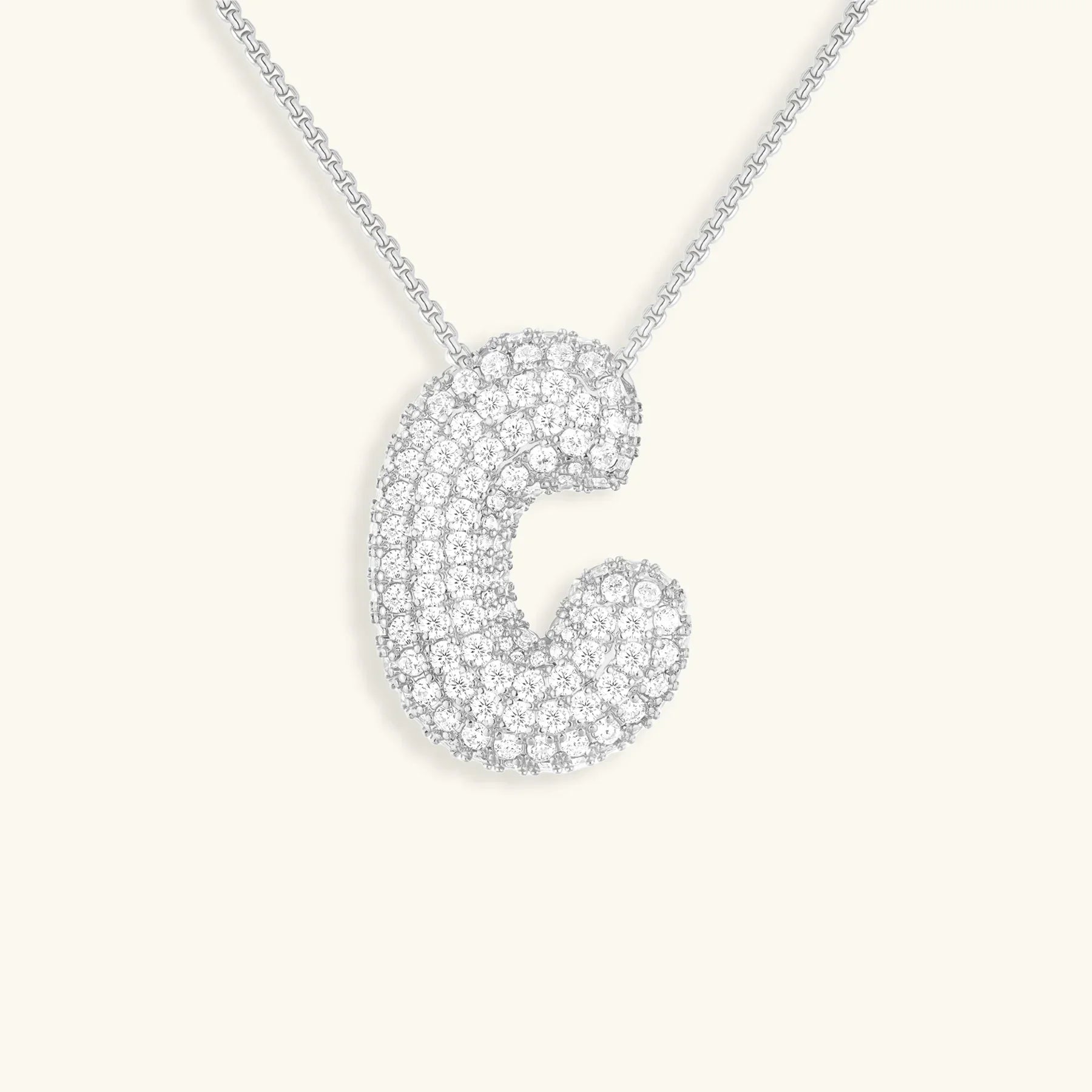 Initial Diamond Necklace with Bubble Design