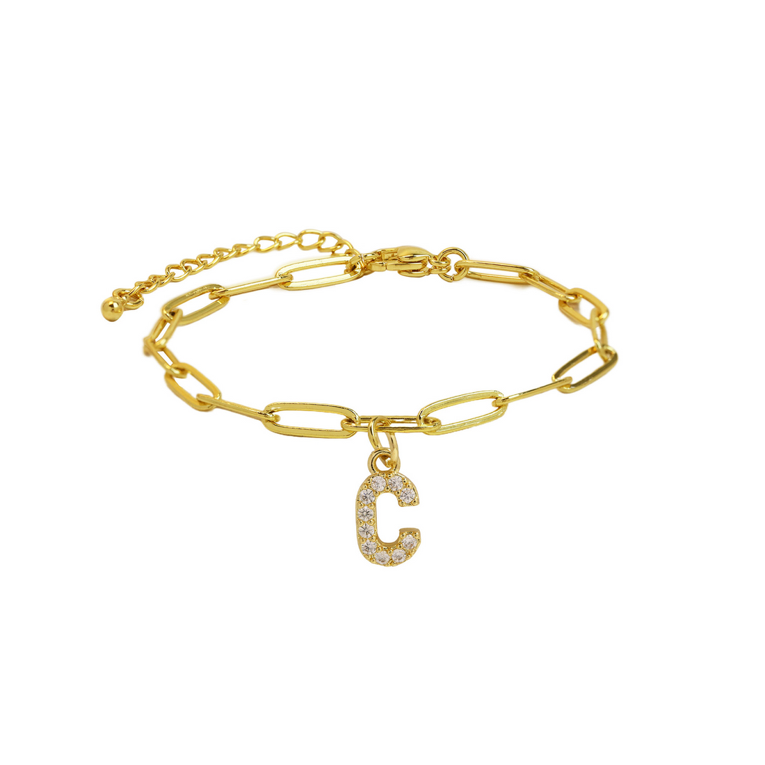 Natasha Paperclip Letter Initial Bracelet