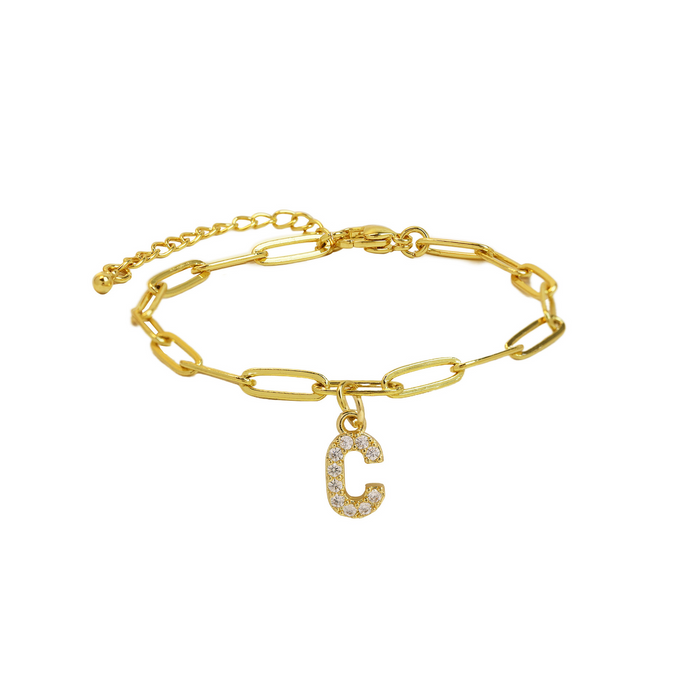 Natasha Paperclip Letter Initial Bracelet