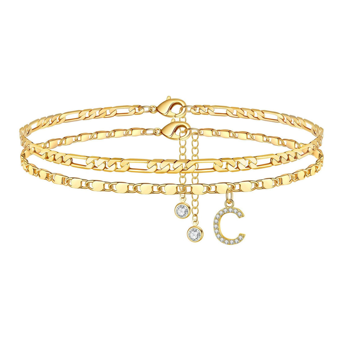Molly Letter Initial 14k Diamond Anklet