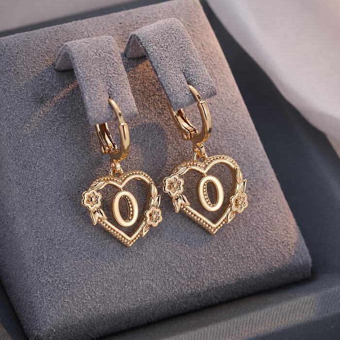 Annalise Heart Letter Initial Hoop Earrings