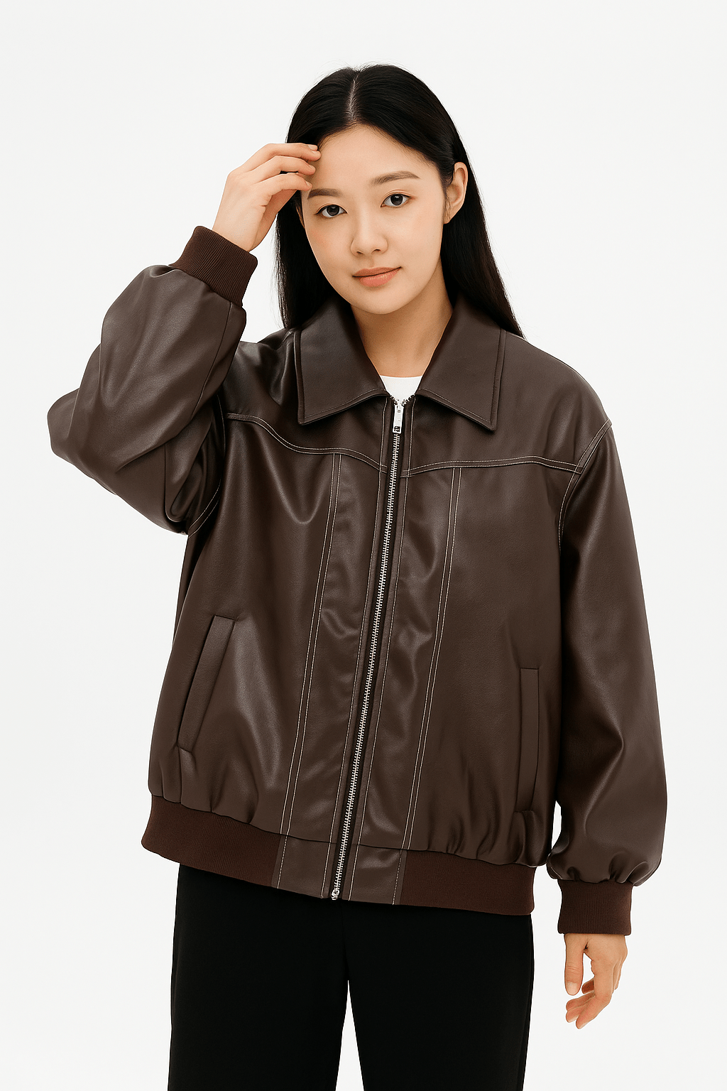 Oversized Leather Winter Jacket