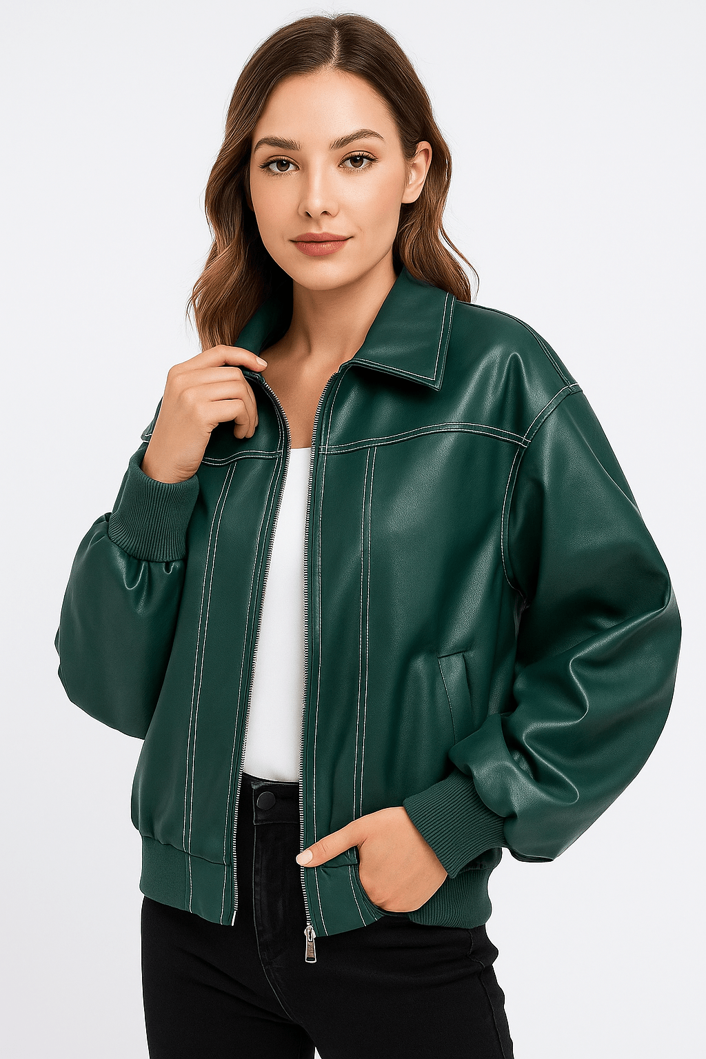 Oversized Leather Winter Jacket