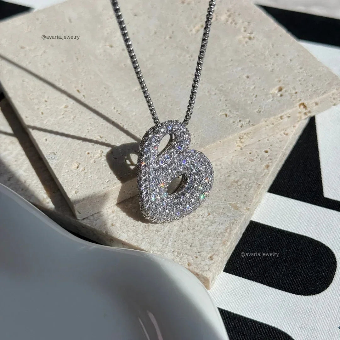 Initial Diamond Necklace with Bubble Design