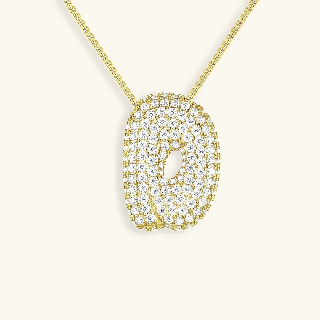Initial Diamond Necklace with Bubble Design