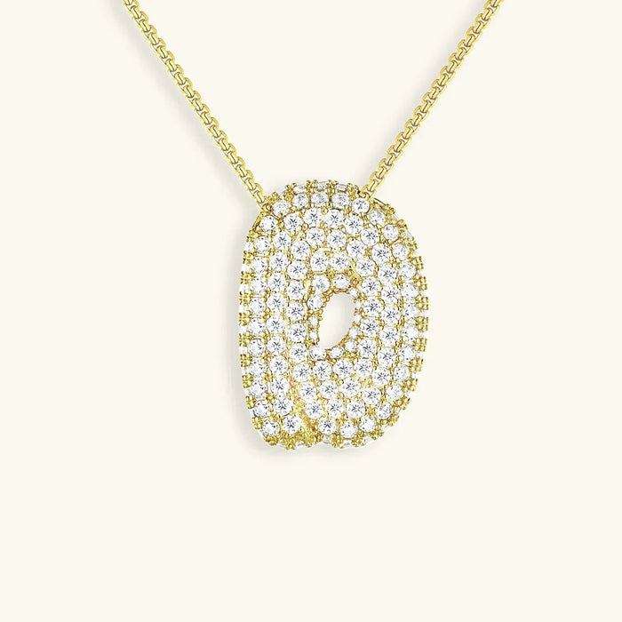 Initial Diamond Necklace with Bubble Design