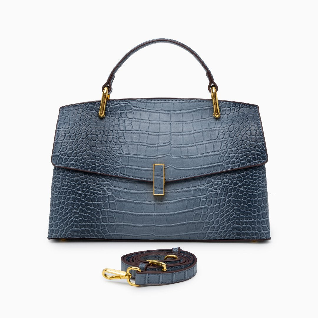 Nadia | Croc-Embossed Top Handle Satchel Bag-Handbag-Urban Devyne-Urban Devyne