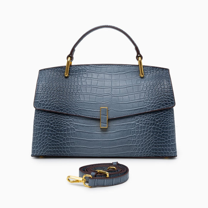 Nadia | Croc-Embossed Top Handle Satchel Bag-Handbag-Urban Devyne-Urban Devyne