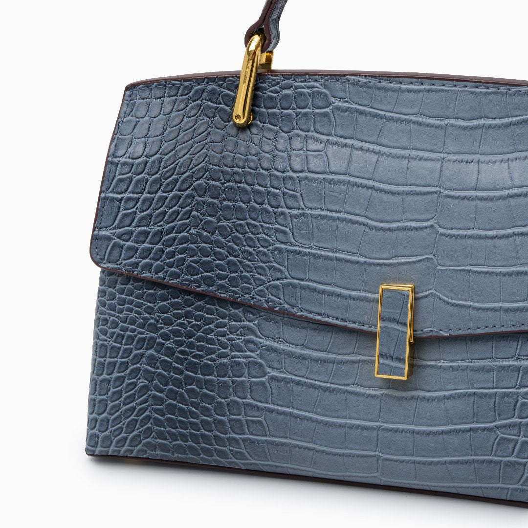 Nadia | Croc-Embossed Top Handle Satchel Bag-Handbag-Urban Devyne-Urban Devyne