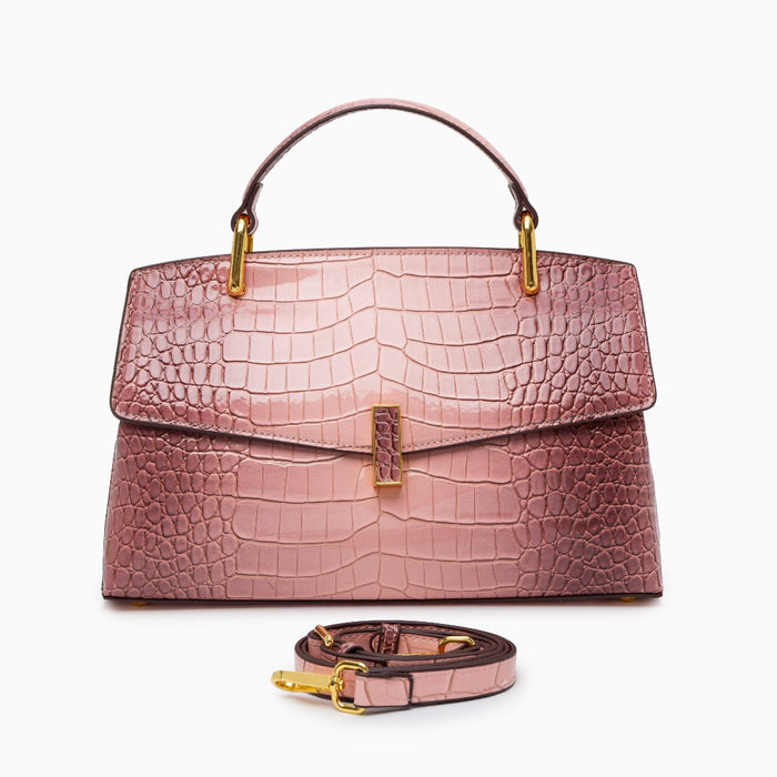 Nadia | Croc-Embossed Top Handle Satchel Bag-Handbag-Urban Devyne-Urban Devyne