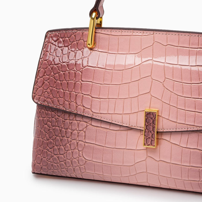 Nadia | Croc-Embossed Top Handle Satchel Bag-Handbag-Urban Devyne-Urban Devyne