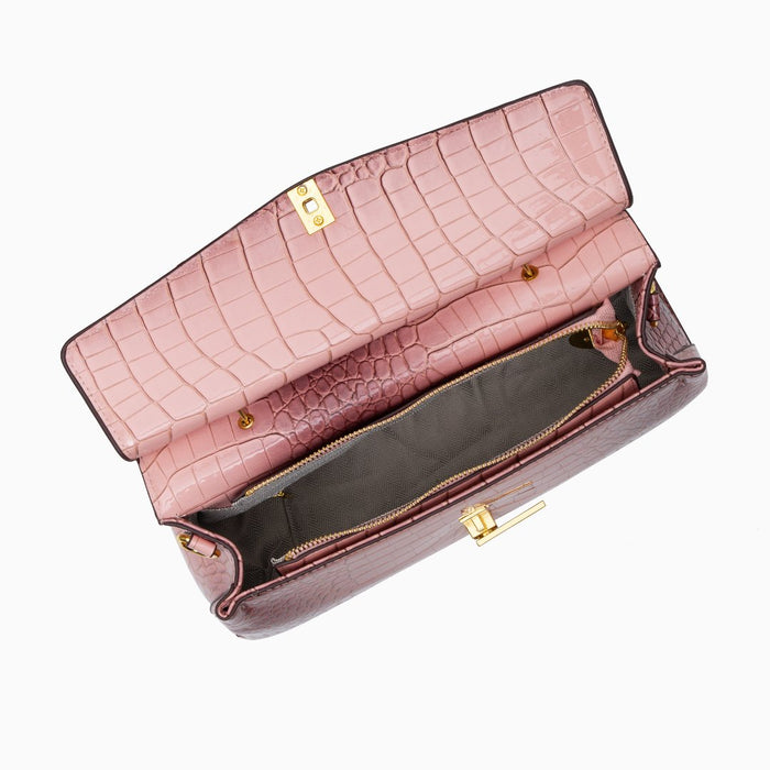 Nadia | Croc-Embossed Top Handle Satchel Bag-Handbag-Urban Devyne-Urban Devyne