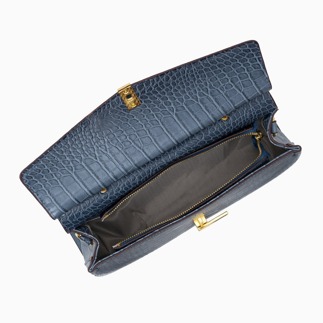 Nadia | Croc-Embossed Top Handle Satchel Bag-Handbag-Urban Devyne-Urban Devyne
