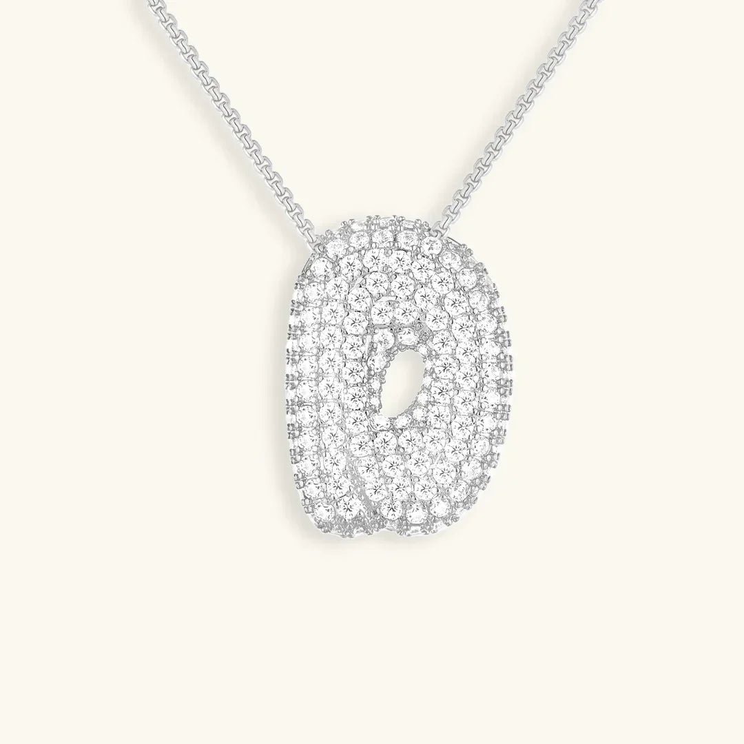 Initial Diamond Necklace with Bubble Design