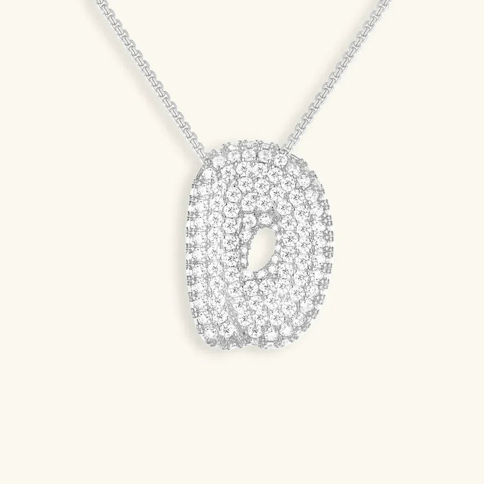 Initial Diamond Necklace with Bubble Design