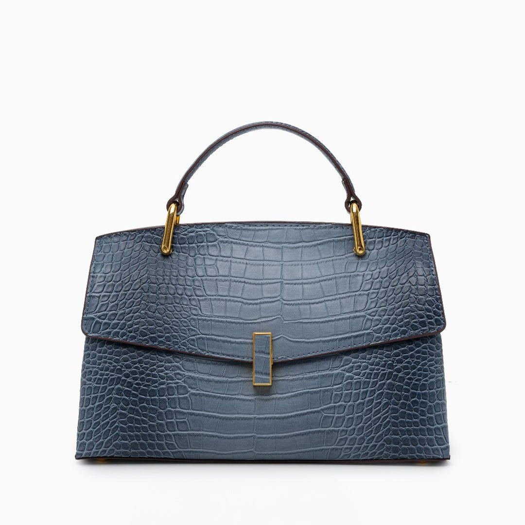 Nadia | Croc-Embossed Top Handle Satchel Bag-Handbag-Urban Devyne-Blue-Urban Devyne