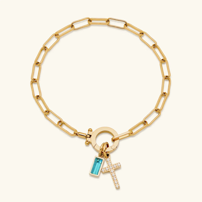 Birthstone Cross Bracelet