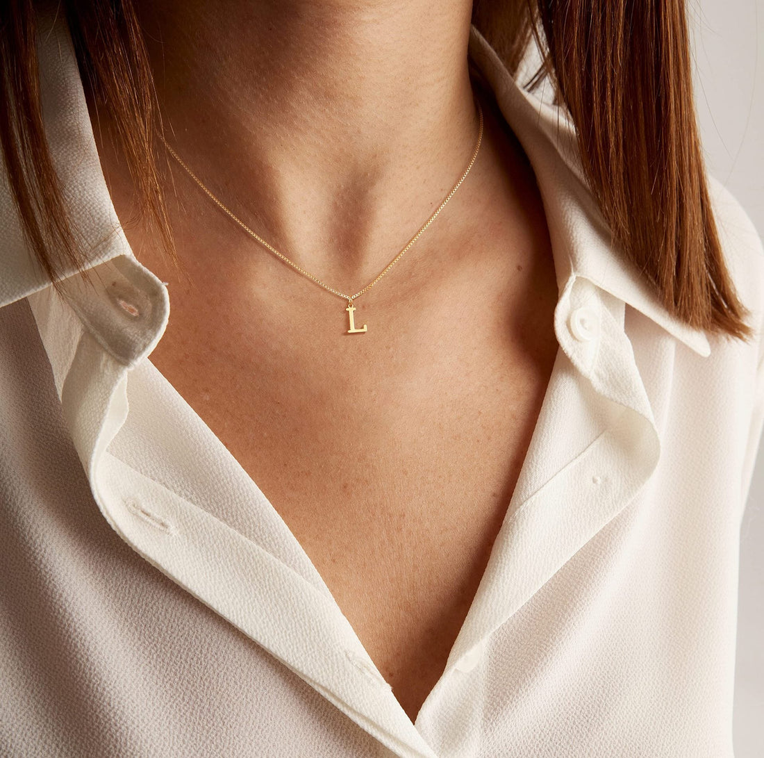 Charlene 14k Minimal Serif Initial Necklace