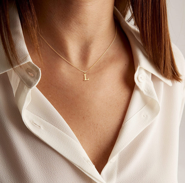 Charlene 14k Minimal Serif Initial Necklace