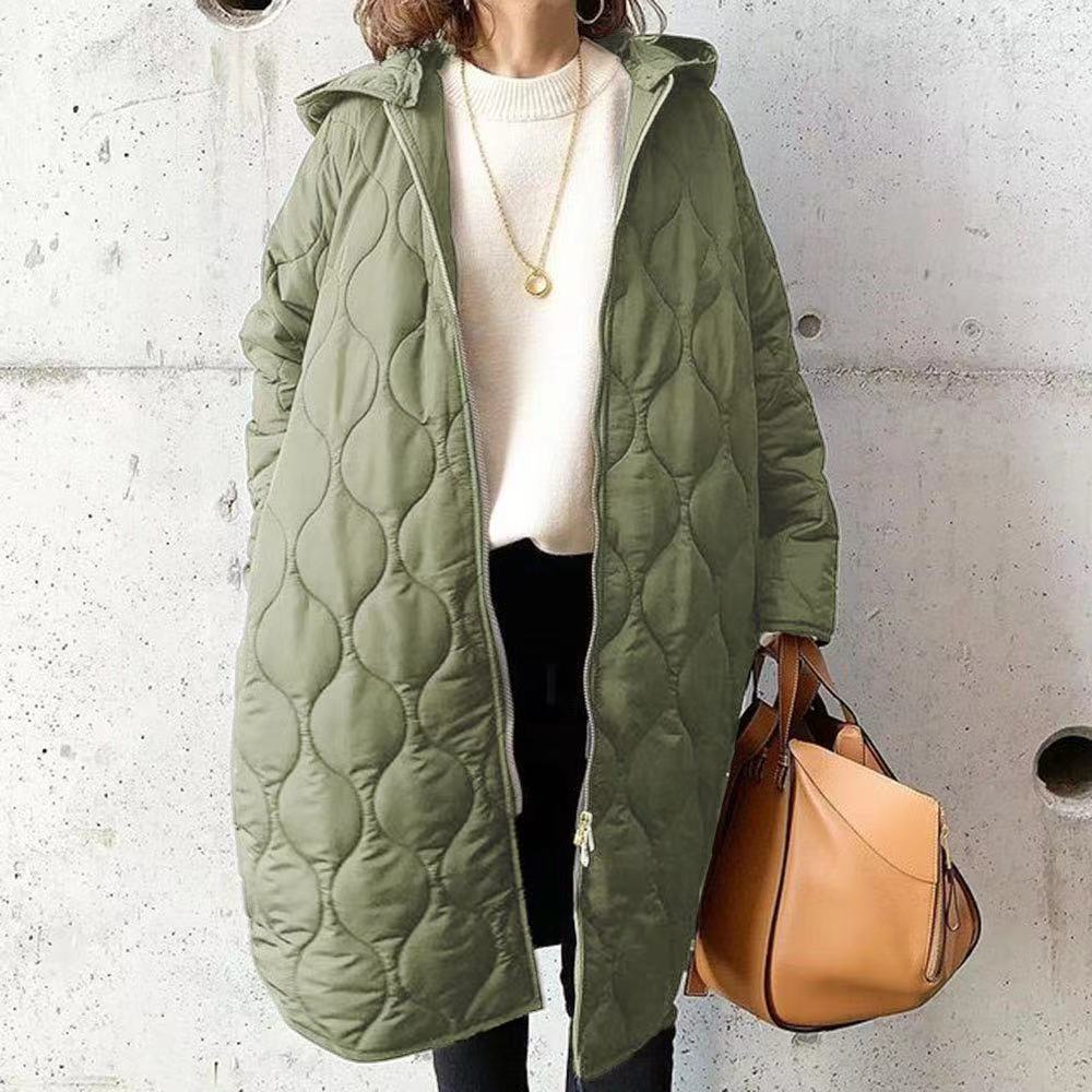 Casual Mid-Length Hooded Coat for Women – Durable Non-Stretch Design Ideal for All Seasons