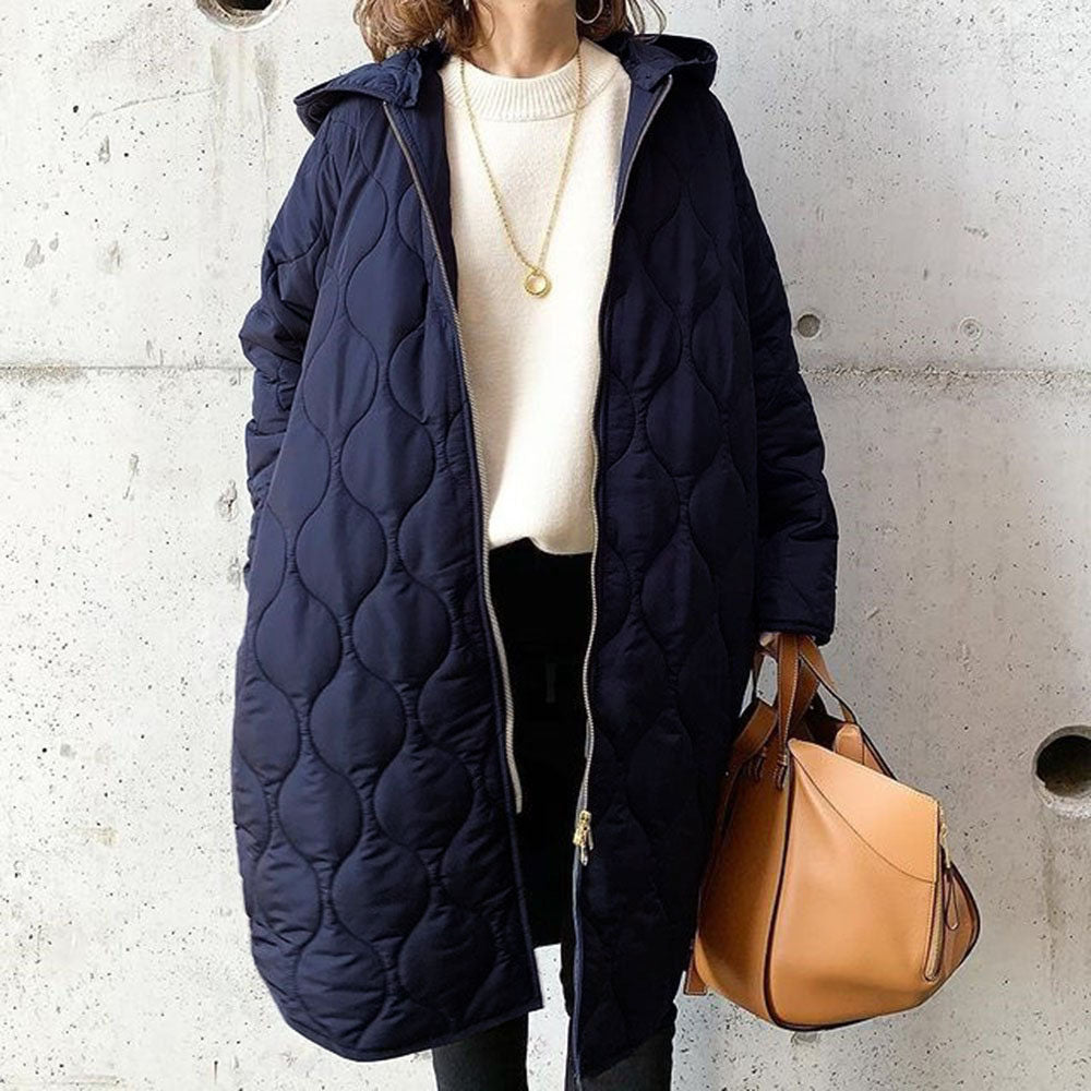 Casual Mid-Length Hooded Coat for Women – Durable Non-Stretch Design Ideal for All Seasons