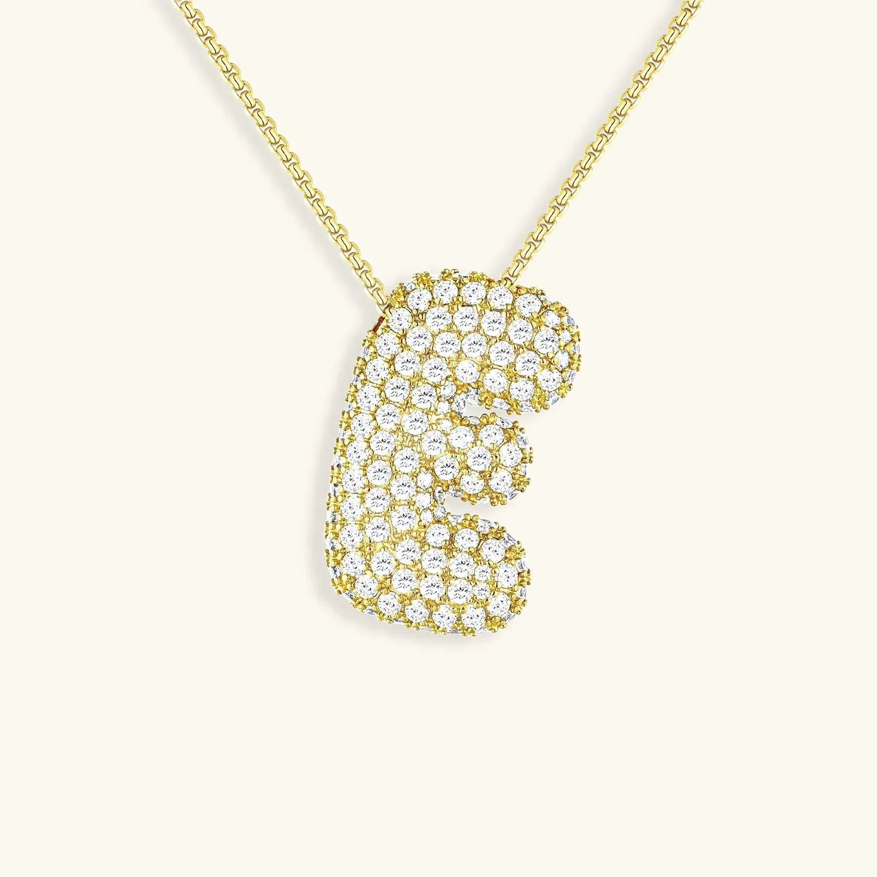 Initial Diamond Necklace with Bubble Design