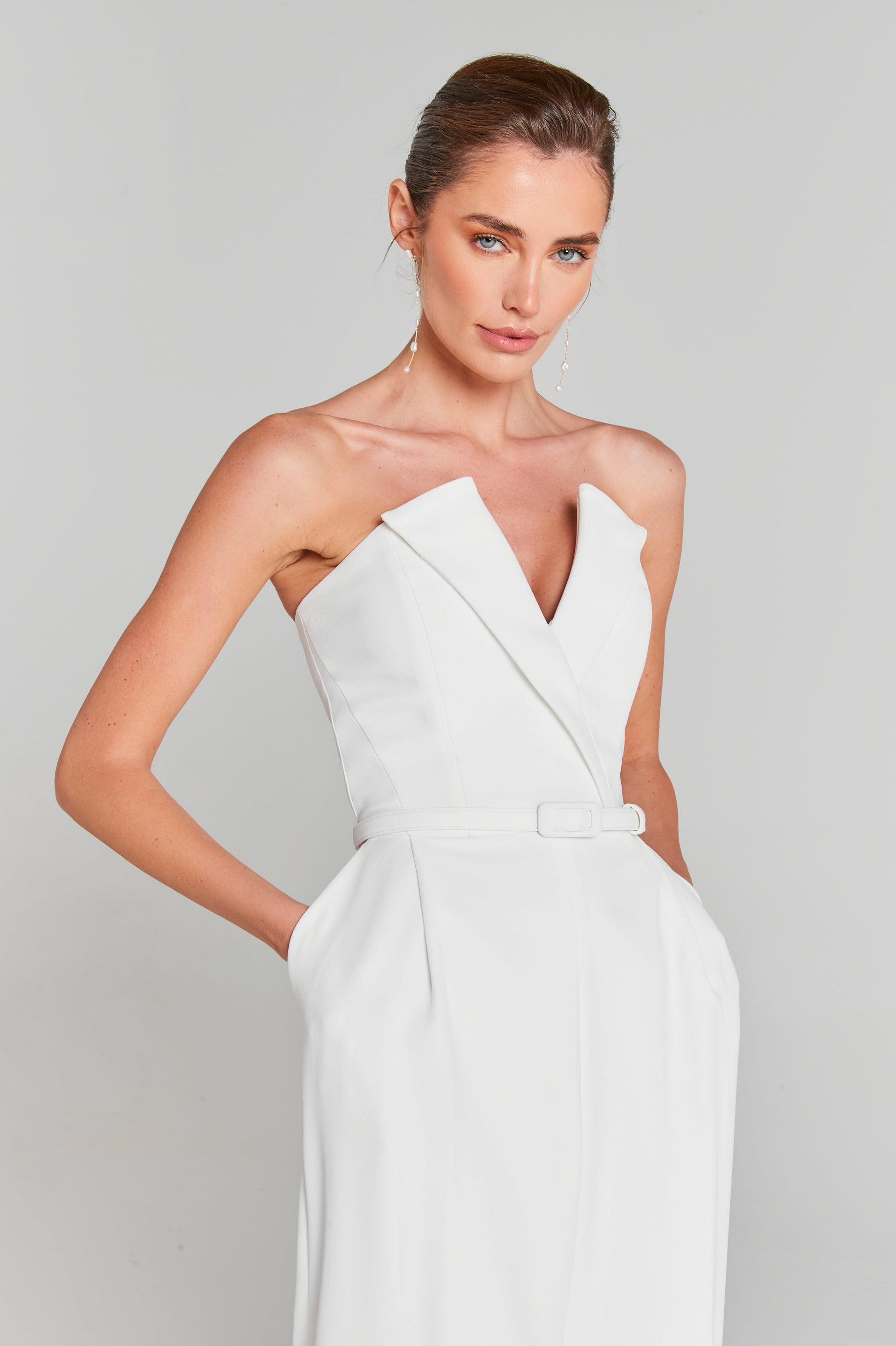 Aiven | Elegant Tailored Jumpsuit - White-Jumpsuits-Urban Devyne-Urban Devyne