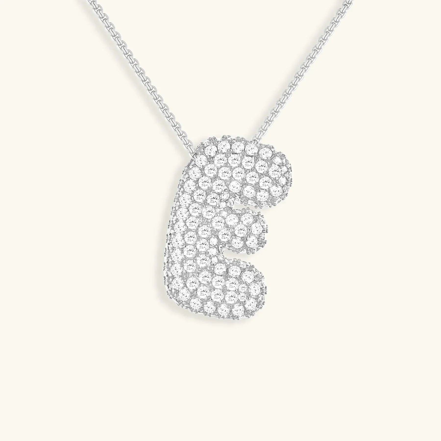 Initial Diamond Necklace with Bubble Design