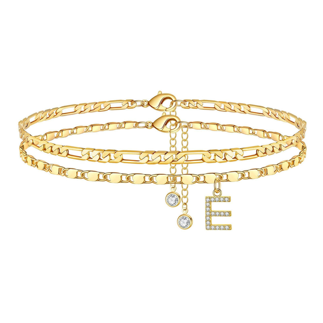 Molly Letter Initial 14k Diamond Anklet