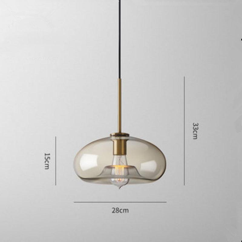 Minimalist Brass & Smoked Glass Pendant Light