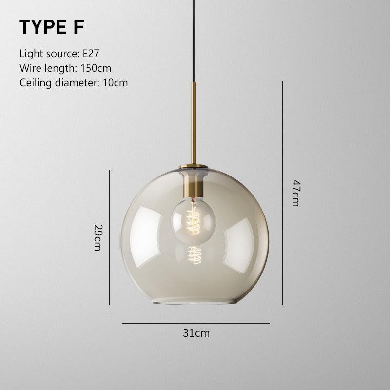 Minimalist Brass & Smoked Glass Pendant Light