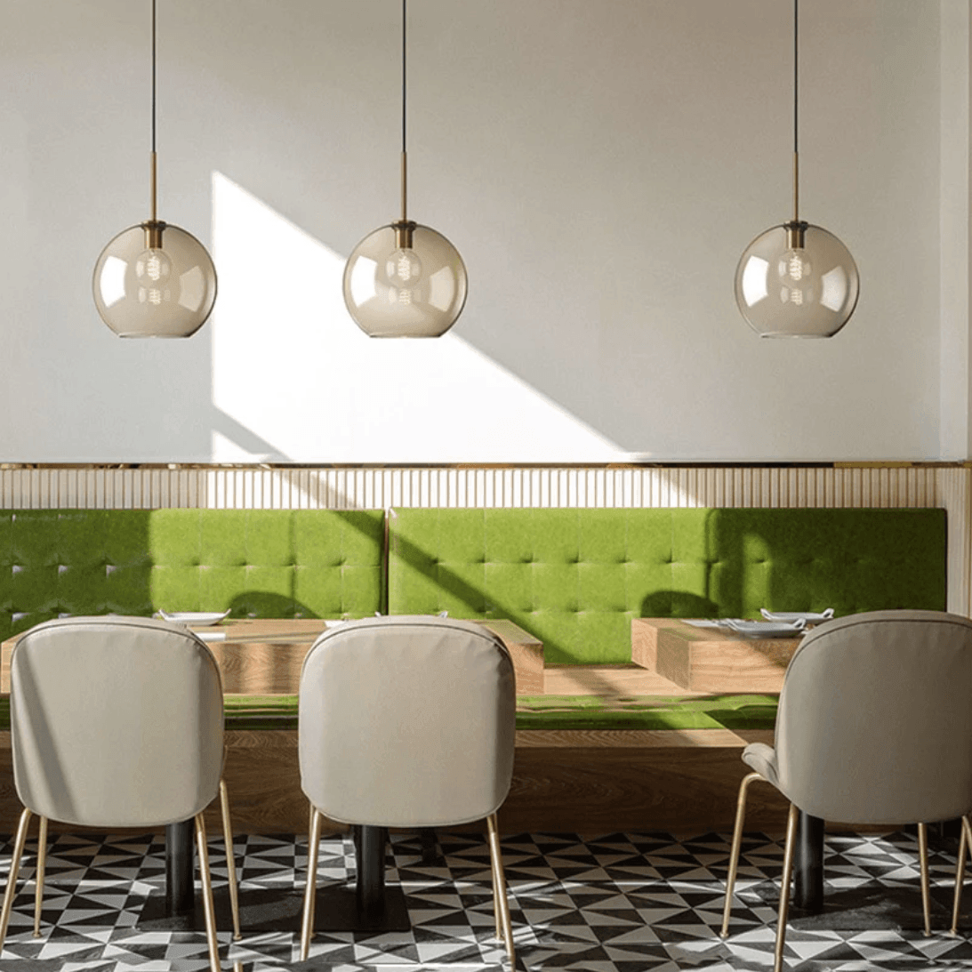 Minimalist Brass & Smoked Glass Pendant Light