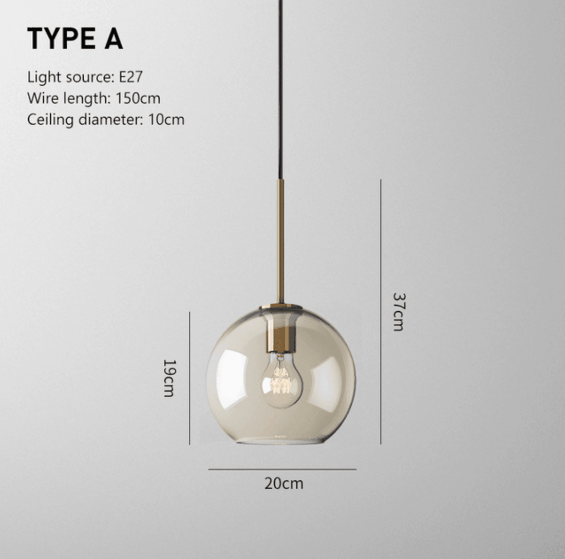 Minimalist Brass & Smoked Glass Pendant Light