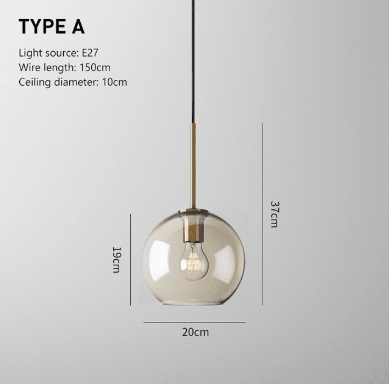 Minimalist Brass & Smoked Glass Pendant Light