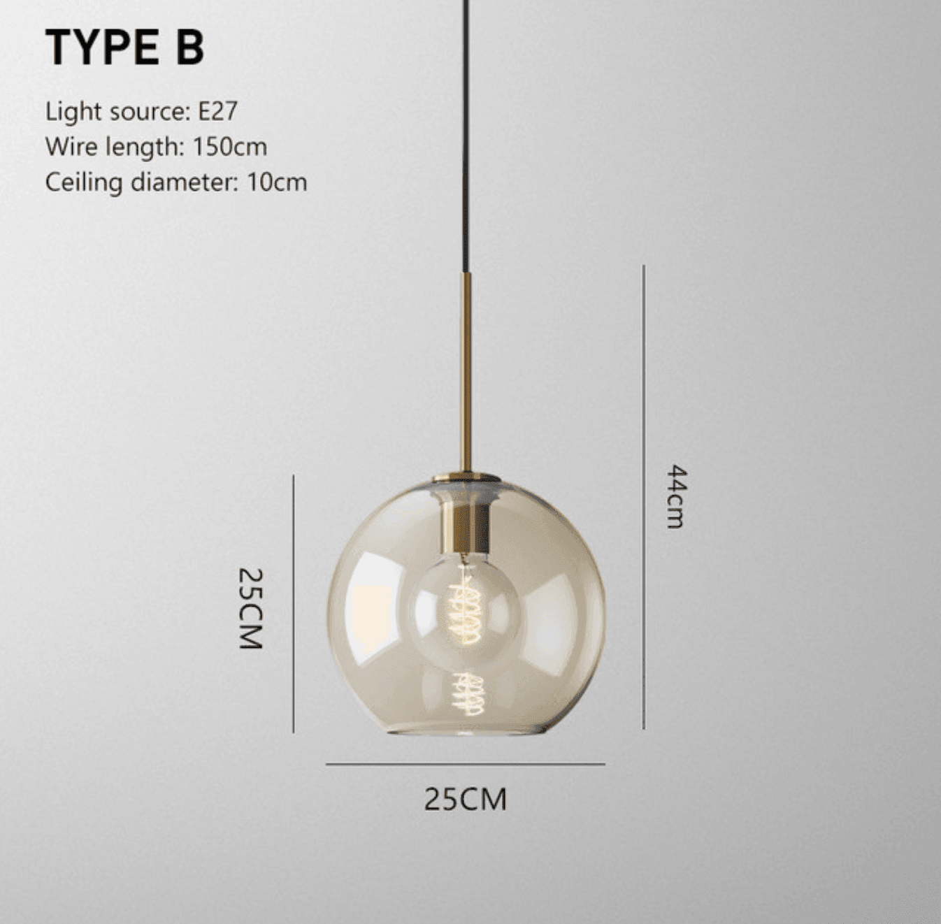 Minimalist Brass & Smoked Glass Pendant Light