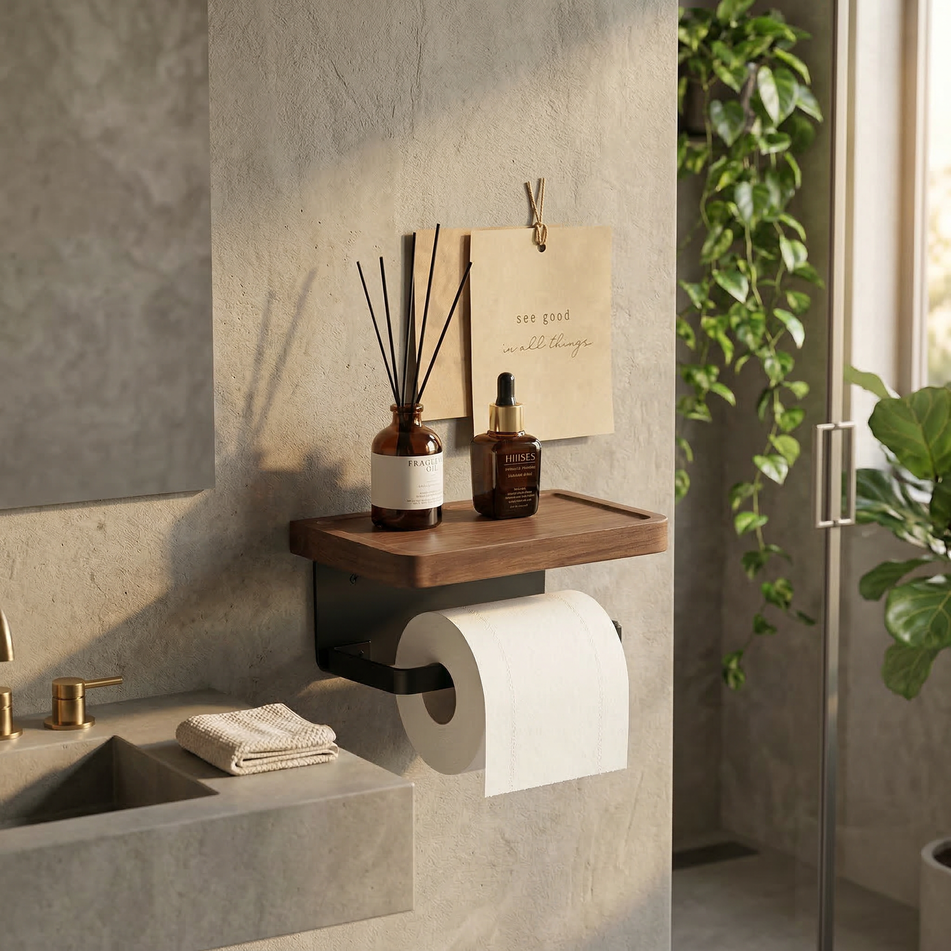 Modern Organic Walnut Wall-Mounted Holder