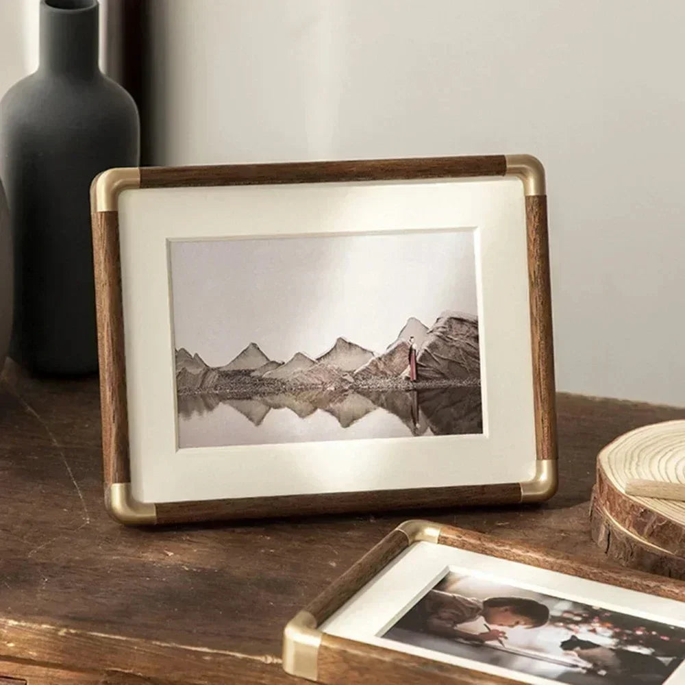 Vintage Solid Wood Photo Frame for Tabletop Display