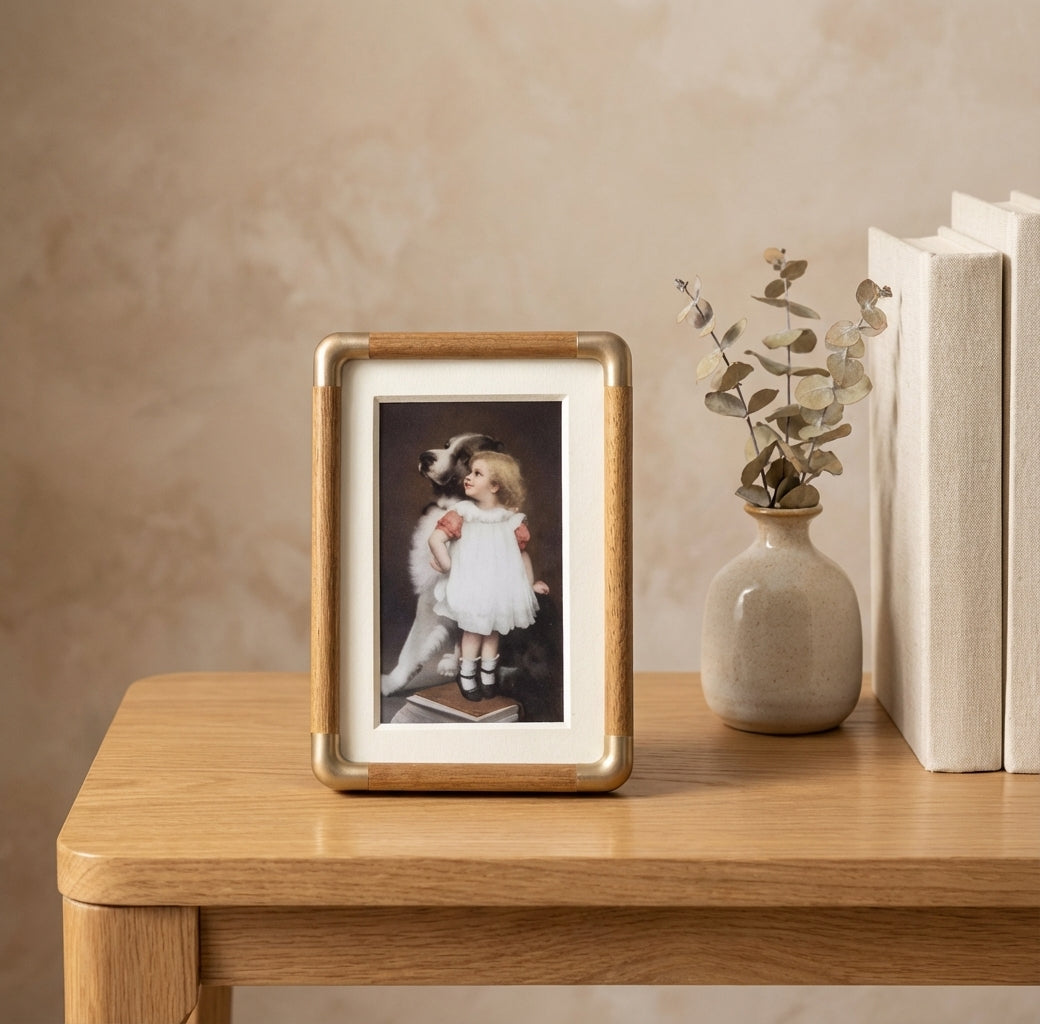 Vintage Solid Wood Photo Frame for Tabletop Display